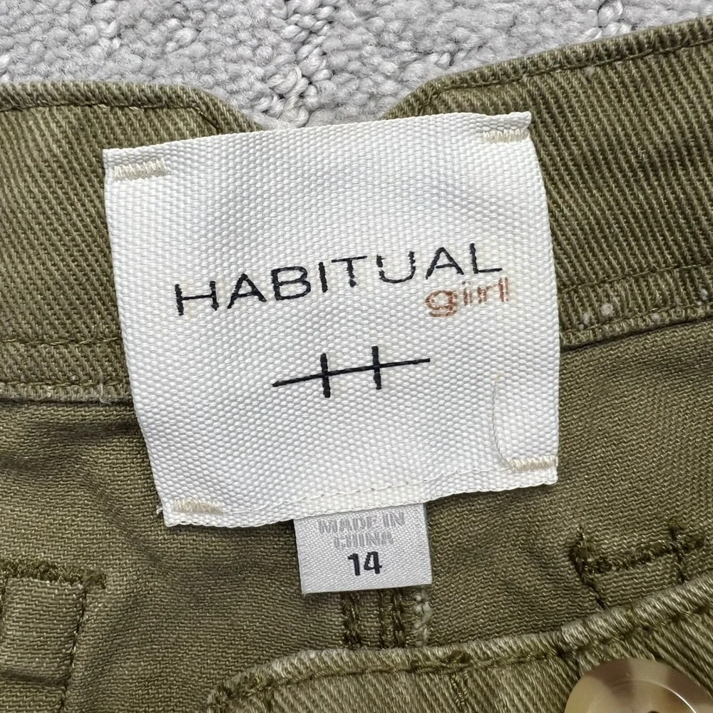 HABITUAL Girl Shorts Womens 14 Green Cotton Twill‎ Utility Cinch Back High Waist